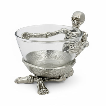 Skeleton Bowl with Glass Insert – Gothic Decorative Serveware | Gold, Silver or Antique Finish