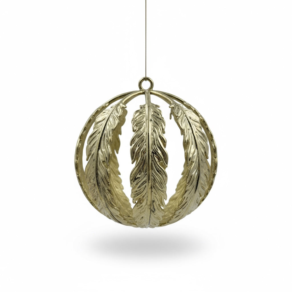 Leaf ball Christmas ornament | metallic tree ball ornament in gold, silver and antique | set of 2 or 4