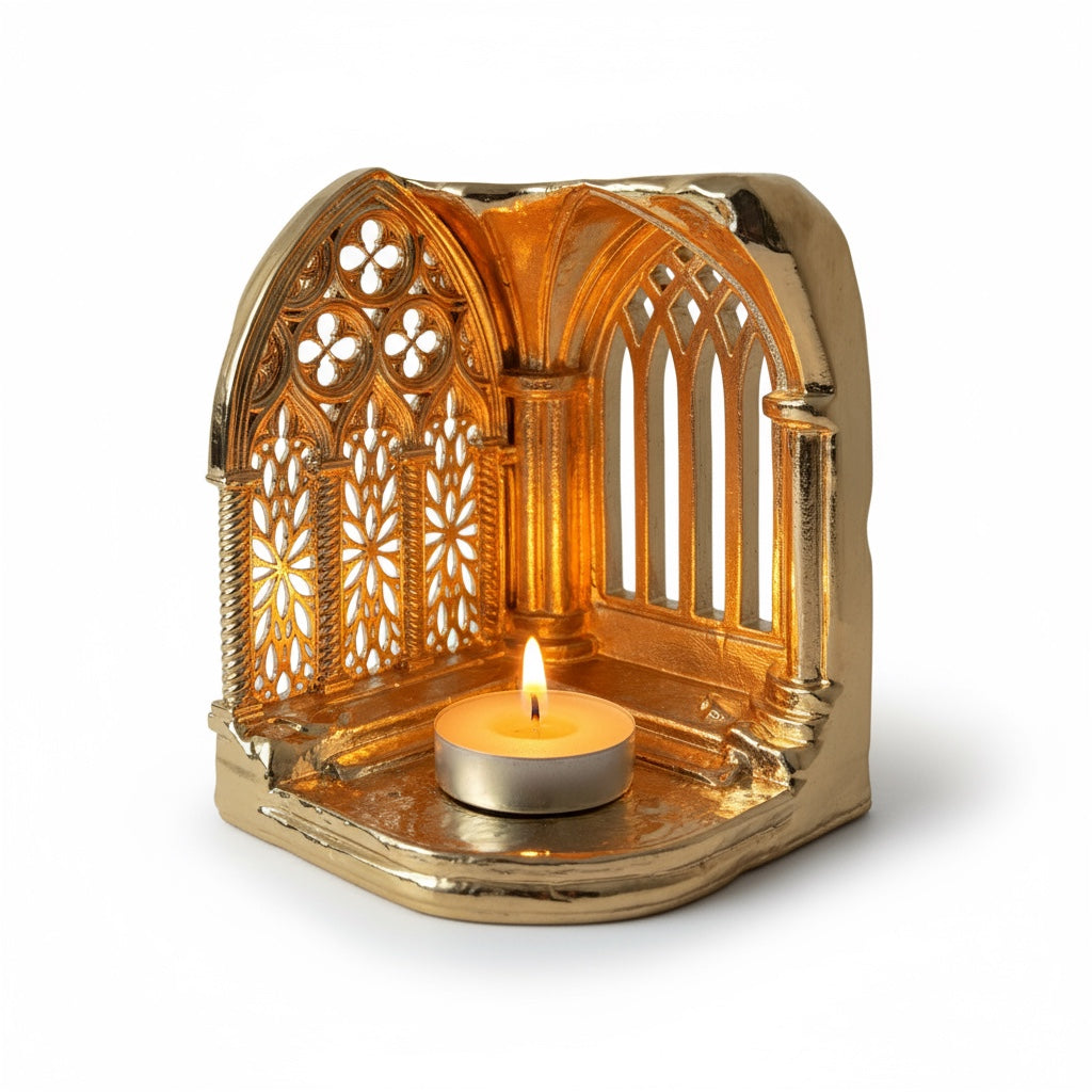 Gothic cathedral tealight holder | Shadow casting candle holder for home decor