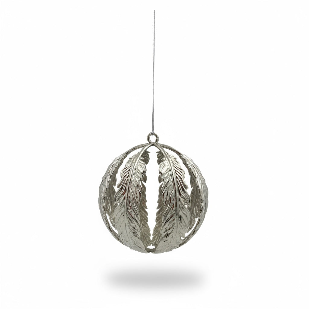 Leaf ball Christmas ornament | metallic tree ball ornament in gold, silver and antique | set of 2 or 4