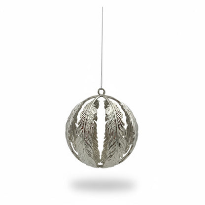 Leaf ball Christmas ornament | metallic tree ball ornament in gold, silver and antique | set of 2 or 4