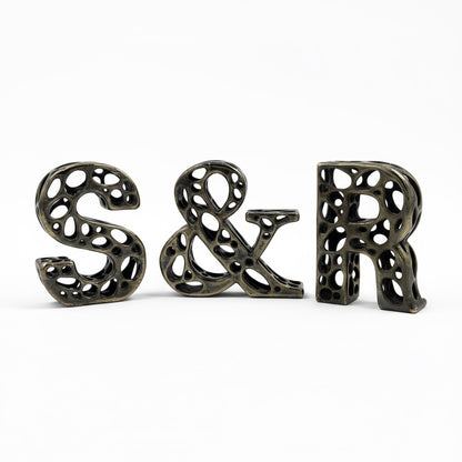 Personalized Nickel Alphabet Letters | Modern Openwork Metal Monogram | Custom Initial Decor | Freestanding Letter Sculpture | Personalized Gift