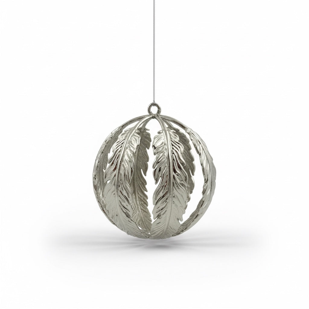 Leaf ball Christmas ornament | metallic tree ball ornament in gold, silver and antique | set of 2 or 4