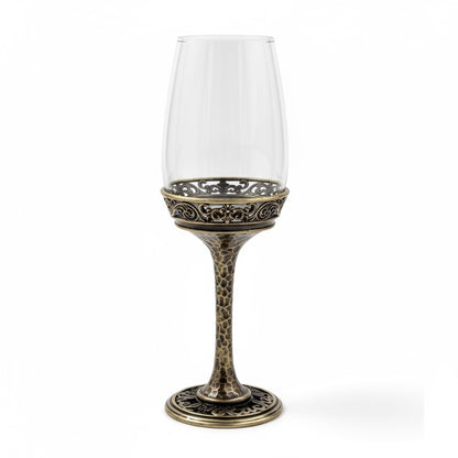 Personalised wine glasses set | electro-formed metal base in gold, silver or antique | set of 2 or 4