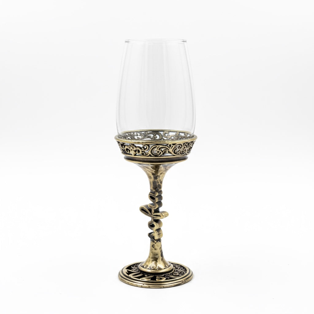 Personalised wine glasses set | electroformed stem and base wedding glasses | set of 2 or 4