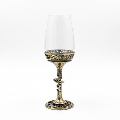 Personalised wine glasses set | electroformed stem and base wedding glasses | set of 2 or 4