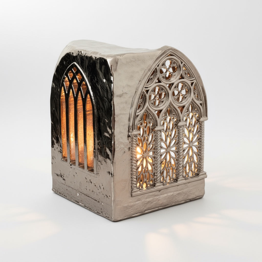 Gothic cathedral tealight holder | Shadow casting candle holder for home decor