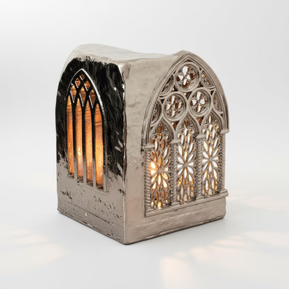 Gothic cathedral tealight holder | Shadow casting candle holder for home decor