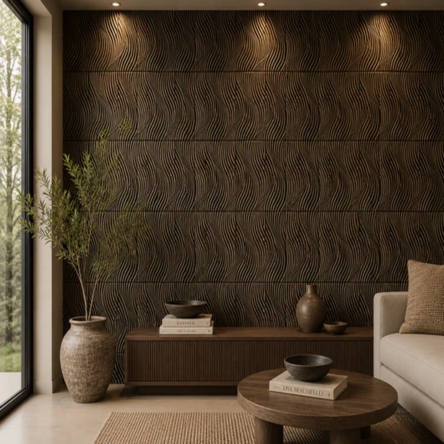 Geometric Dune Metal Wall Tiles – Set of 4